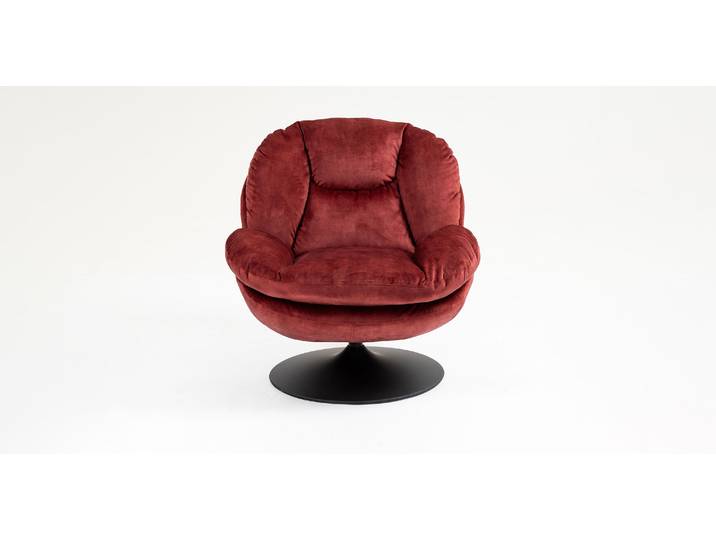 BOULE - Fauteuil cabriolet pivotant - Velours - pied métal chromé ou noir, Bordeaux