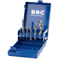 Bohrcraft, Gewindeschneider + Gewindebohrer, Maschinen-Kombi-Gewindebohrer-Set HSS M3-M10 1/4" 6-kant Schaft