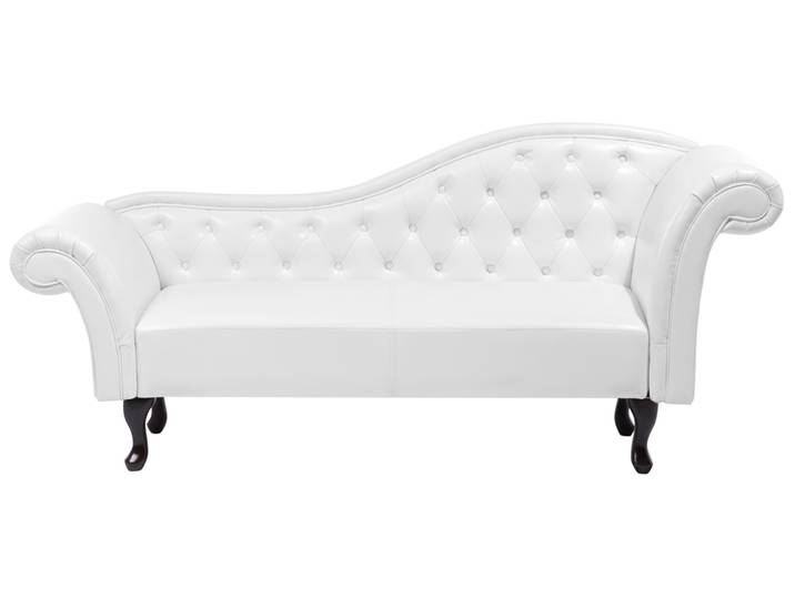 BELIANI Chaiselongue Rechtsseitig Weiß Kunstleder Glamourös Mit Zierkissen