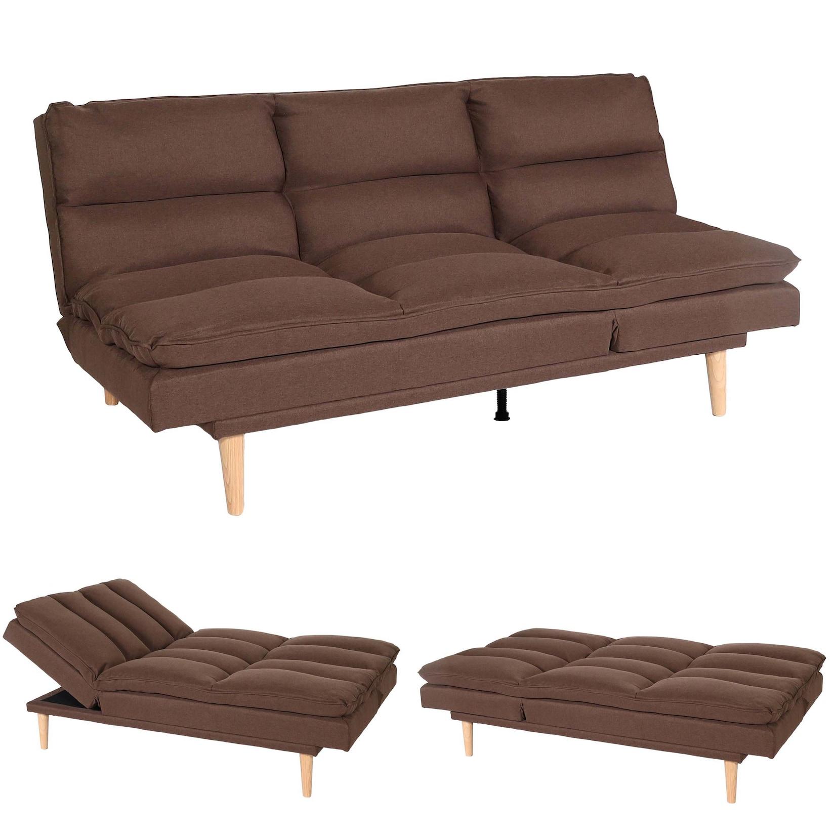Schlafsofa MCW-M79, Gästebett Schlafcouch Couch Sofa, Schlaffunktion Liegefläche 180x110cm ~ Stoff/Textil braun