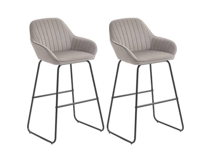 Homcom Barstühle Polyester Metall Grau, Textil, Füllung: Schaumstoff, 50.5x96x53 cm, Esszimmer, Barmöbel, Barhocker