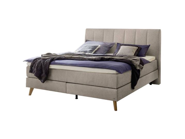 Hasena Boxspringbett Fernanda sand Stoff/Holz/Holzwerkstoff 160 x 200 cm