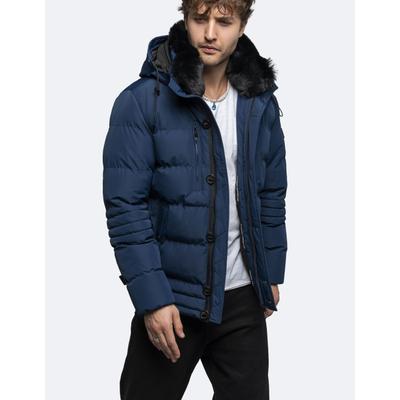 Winterjacke CARISMA "CARISMA Winterjacke 1191 Winterjacke", Herren, Gr. L, blau (navy), Obermaterial: 100% Polyester PES., uni, regular fit, Rundhals, Jacken Winterjacke, mit Kapuze