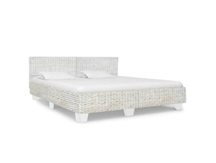 RJPLMFV Bettgestell ohne Matratze, Rattan, Natur, 180 x 200 cm Massivholz Mahagoni, Mango, Kubu, handgefertigt, bequemes Kopfteil, Lattenrost
