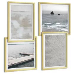 BILDER SET 4er Set - 50x50 cm & 40x60 cm Goldrahmen - Abstraktes Design, moderne Texturen