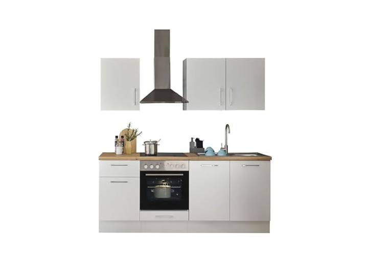 TURIN Z Küchenzeile ohne Küchengeräte Küche in Weiß Artisan Eiche Optik 210 x 211 x 60 cm (B/H/T), Küche ohne Elektrogeräte, Einbauküche ohne Geräte, geräumig, mit viel Stauraum, modernes Design