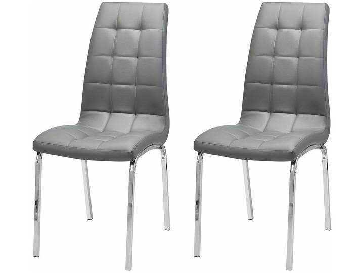 freiraum 4-Fußstuhl 4-Fußstuhl >Lienz< (2er-Set) Bezug braun, grau, schwarz oder weiss, (2er-Set) in Grau, Polyurethan - 43x98x60cm (BxHxT)