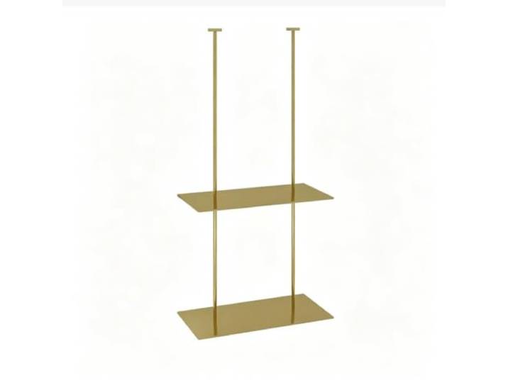 Deckenregal Schweberegale aus Eisen Weinregal Deckenaufbewahrungsregal Deckenregal für Bar, Schlafzimmer oder Küche – Pflanzenständer(Gold,2-Tier/40x25x85cm)