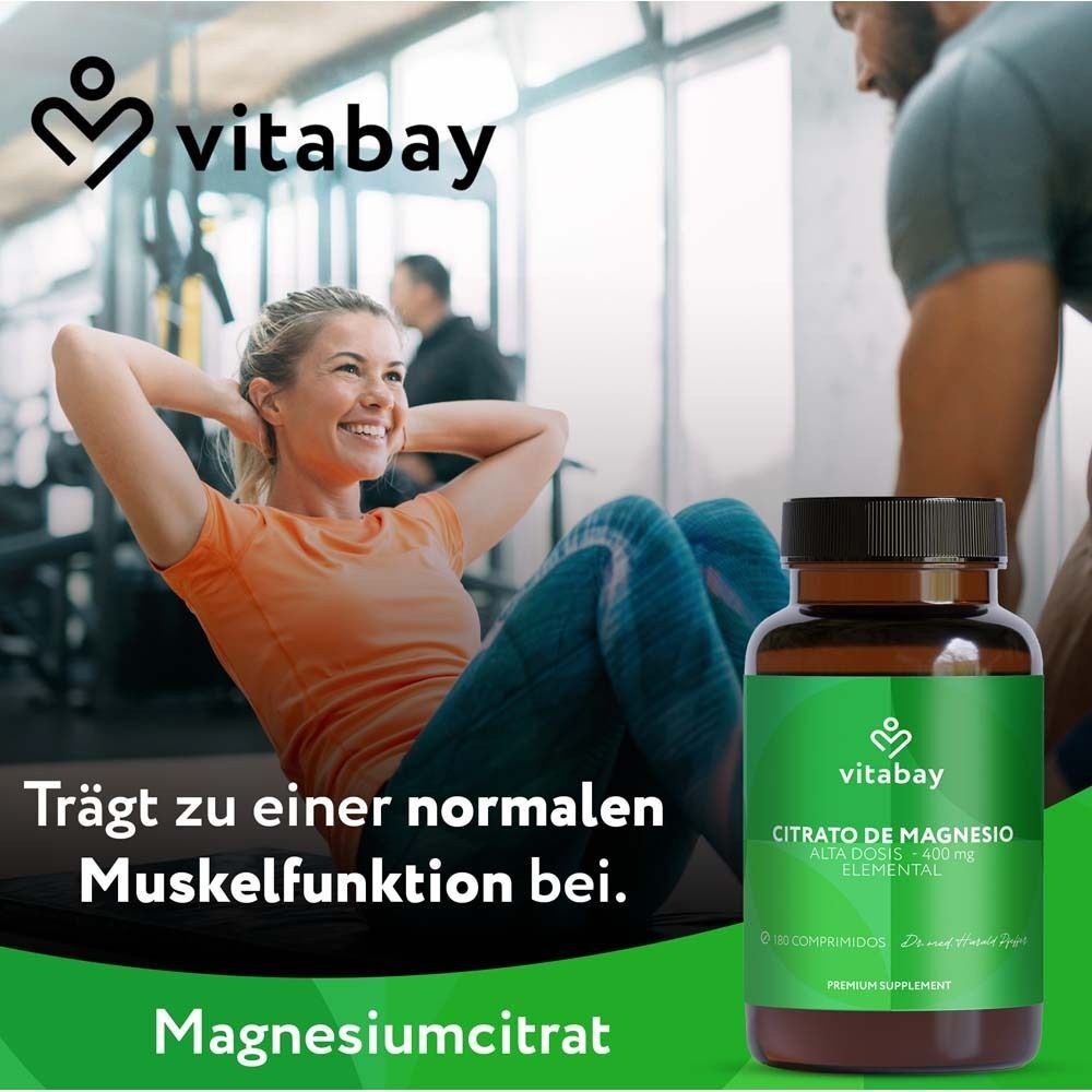 Vitabay Magnesiumcitrat 200 mg vegan hochdosiert Tabletten 180 St