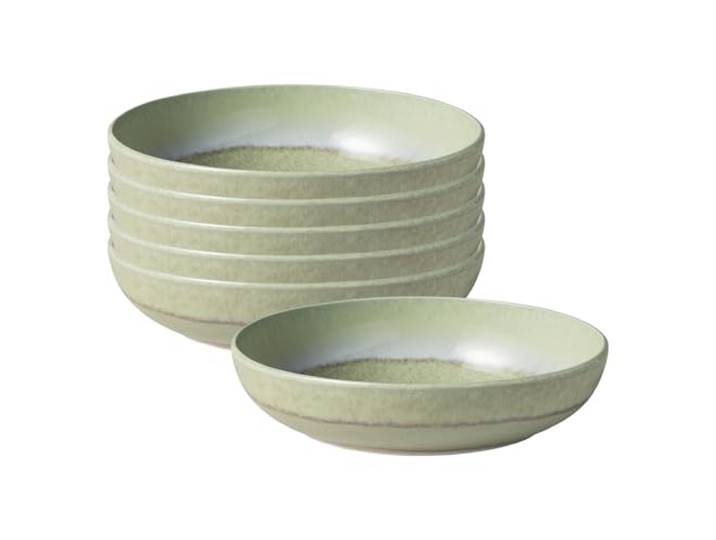 Villeroy & Boch like. by Perlemor Alga Pastaschalen 6er Set, 22 cm, Suppenschalen mit Reaktivglasur, Premium Porzellan, Grün