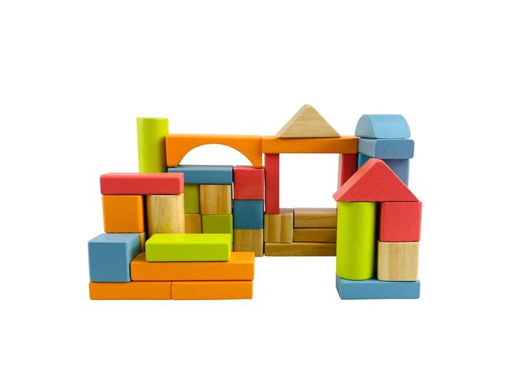 Baustein Holz Set 50-teilig bunt