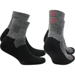 NORFOLK Wandersocken 60% Merinowolle, 2er, Anti-Blasen & Dämpfung Trekkingsocken, Leonardo QTR, Größe 39-42 in Grau Grau