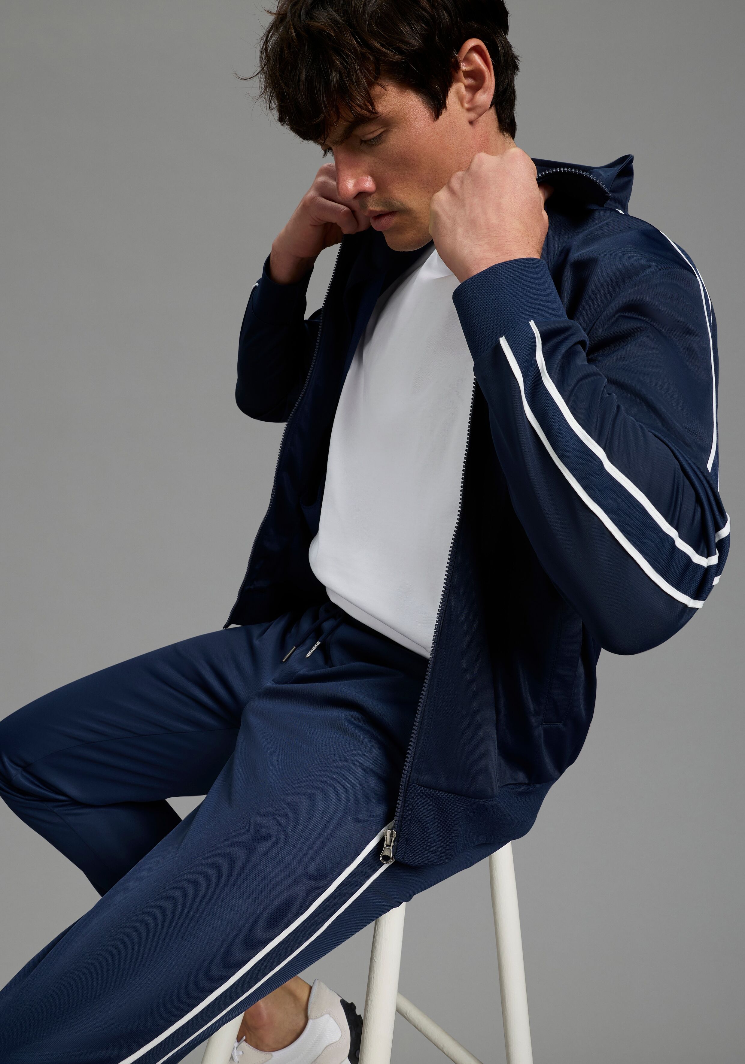 Trainingsanzug BRUNO BANANI, Herren, Gr. L, blau (marine), Web, Obermaterial: 100% Polyester, unifarben, Sportanzüge Trainingsanzug