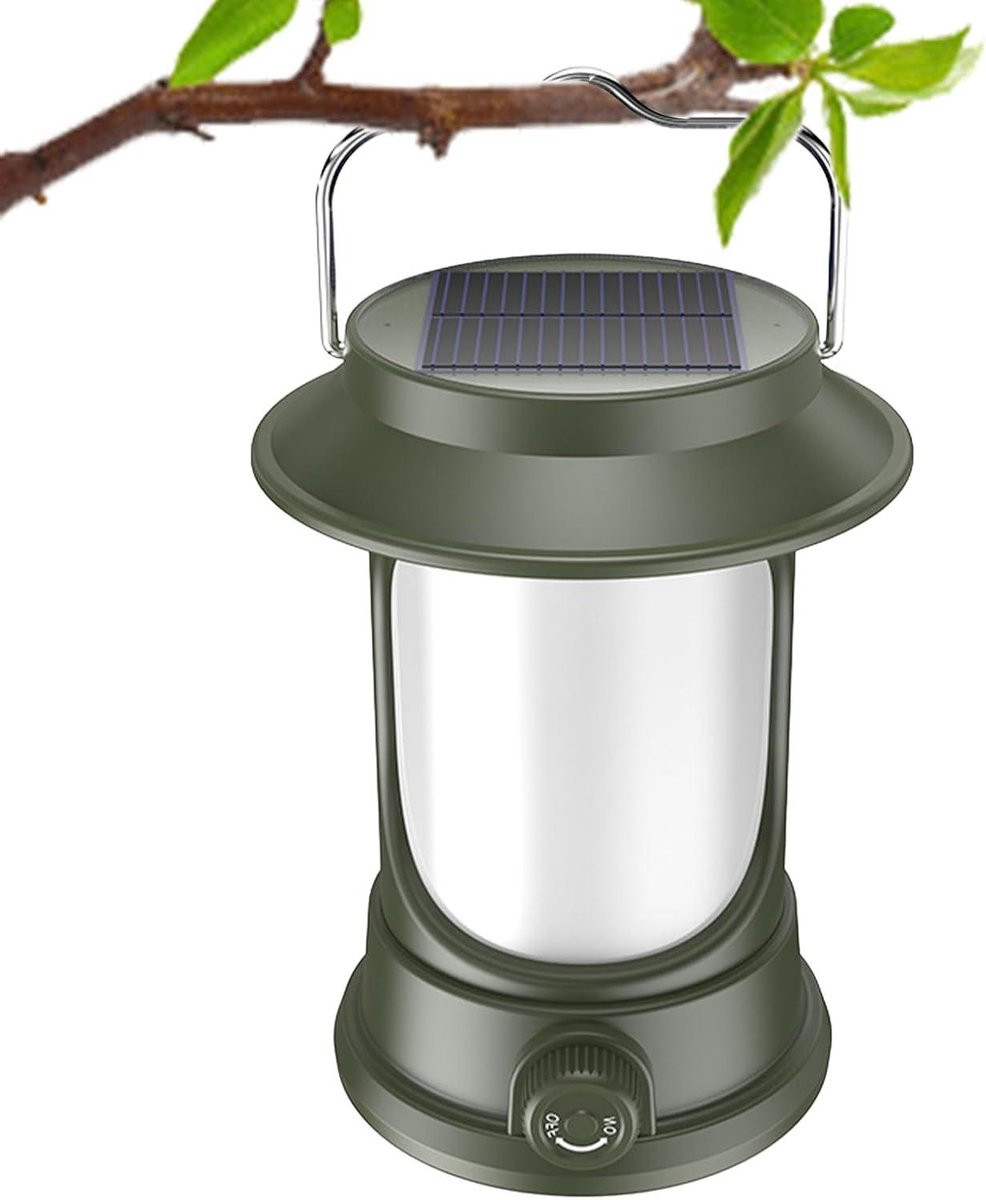 Zonne Campinglantaarn Draagbare LED Lamp Buitenverlichting Oplaadbaar via Zonne-energie Legergroen - 13.9 cm