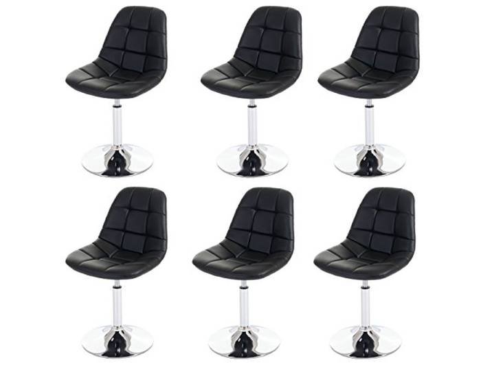 Mendler 6er-Set Esszimmerstuhl HWC-A60, Chrom - Kunstleder schwarz