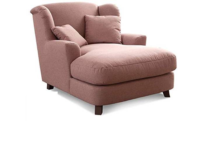 Cavadore Assado Fauteuil Rembourré XXL avec Pieds en Bois\, Grande Assise et 2 Coussins Décoratifs\, 109 x 104 x 145 cm\, Tissu Plat\, Vieux Rose