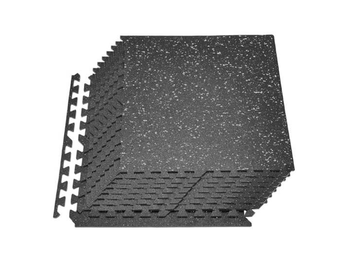 VEVOR Tapis de Sol Puzzle Fitness 12PCs 61x61x1 cm\, Dalles en Mousse EVA Haute Densité\, Protection de Sol pour Salle de Sport Gym Maison et Bureau\, Dalles Emboîtables Noires avec Points Gris