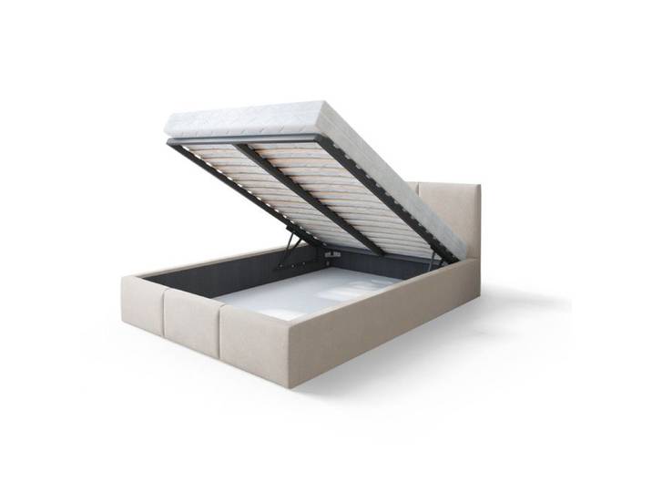 Lit coffre Tesia 180x200 - Sommier inclus Crème