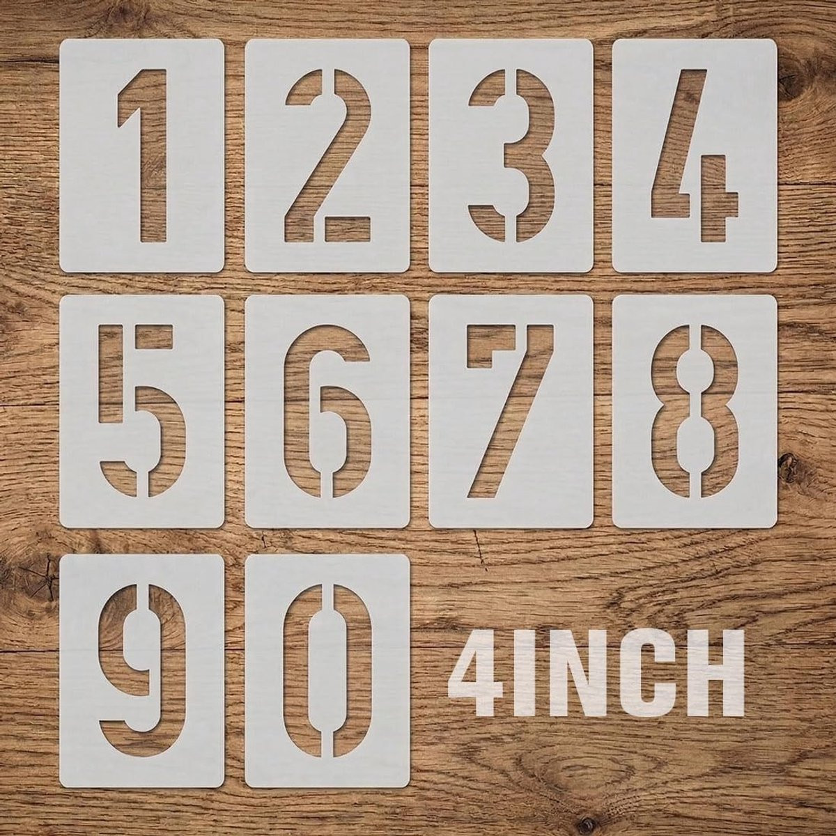 Zelfklevende Cijfersjablonen 0-9 voor Schilderen, 10 cm Groot, Wit, Set van 10