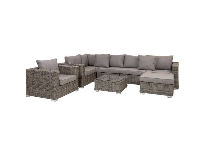 Gartenlounge Tavera grau-braun Polyrattan 6 B 318 T 169 cm - Gartenlounge - Wetterfeste Gartenmöbel & Accessoires