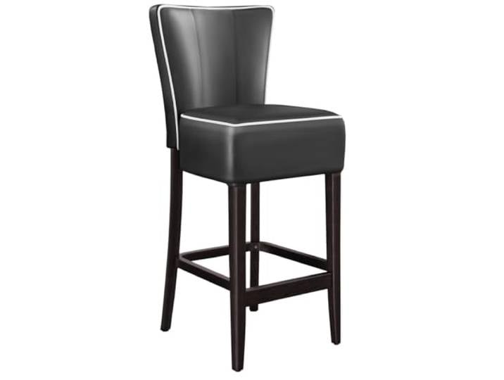 GGMMÖBEL 2-er Set American Diner Barhocker Schwarz Leder Gestell: Holz/Wenge Sitzhöhe: 79 cm weißer Keder