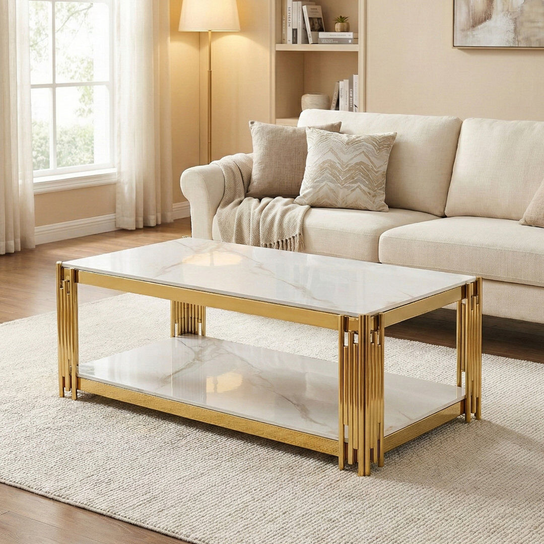 Fairmont Park Kya Coffee Table with Storage White/Grey 40cm H X 120cm W X 60cm D