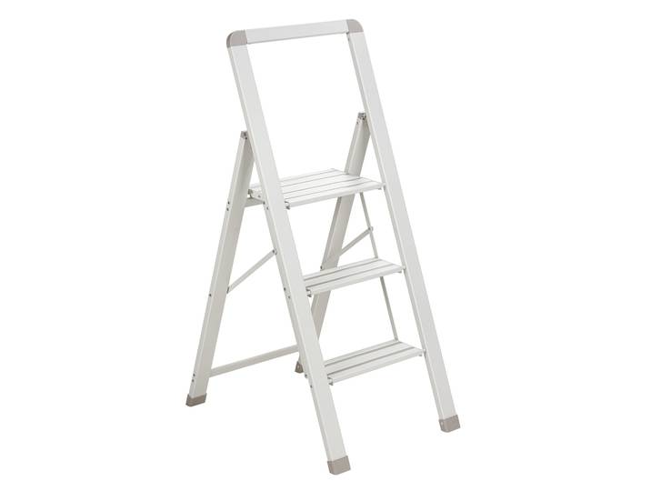 Klapptritt JOLIE , weiß (beige), B:45,6cm H:107cm L:65,4cm, Aluminium, SCHÖNER WOHNEN-KOLLEKTION, Leitern, Klapptritt, Klapptrittleiter aus Aluminum mit rutschfesten Füßen