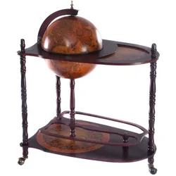 Helloshop26 - Globusförmiges Weinregal 70 x 45 x 89 cm mit 3 Rollen Vintage-Dekoration braunes Holz 20_0020989