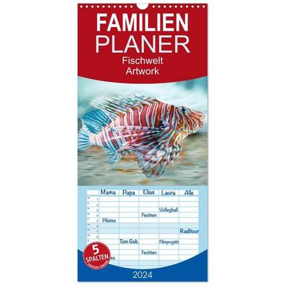 Familienplaner 2027 - Fischwelt - Artwork mit 5 Spalten (Wandkalender, 21 x 45 cm) CALVENDO