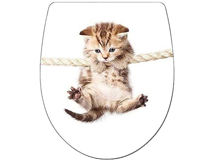 WC-Sitz ADOB Cat , bunt (weiß, bunt), B:38,5cm H:4,2cm L:45cm, Duroplast, Edelstahl, WC-Sitze, WC-Sitz, Absenkautomatik, zur Reinigung auf Knopfdruck abnehmbar