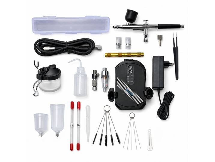 Kit d'aérographe de précision à double action avec pompe à air et kit de nettoyage pour modélisme et projets DIY