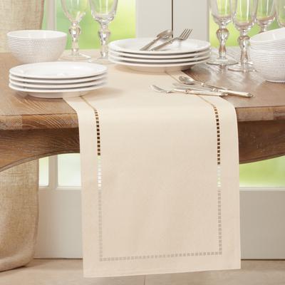Saro Lifestyle Table Runner with Laser-cut Hemstitch
