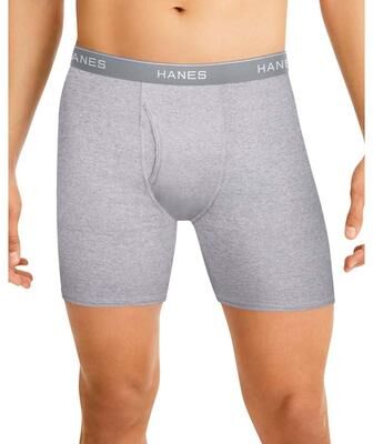 Hanes Men's Tagless Boxer Brief 6-Pack (Size Medium) Light Grey/Assorted, Cotton