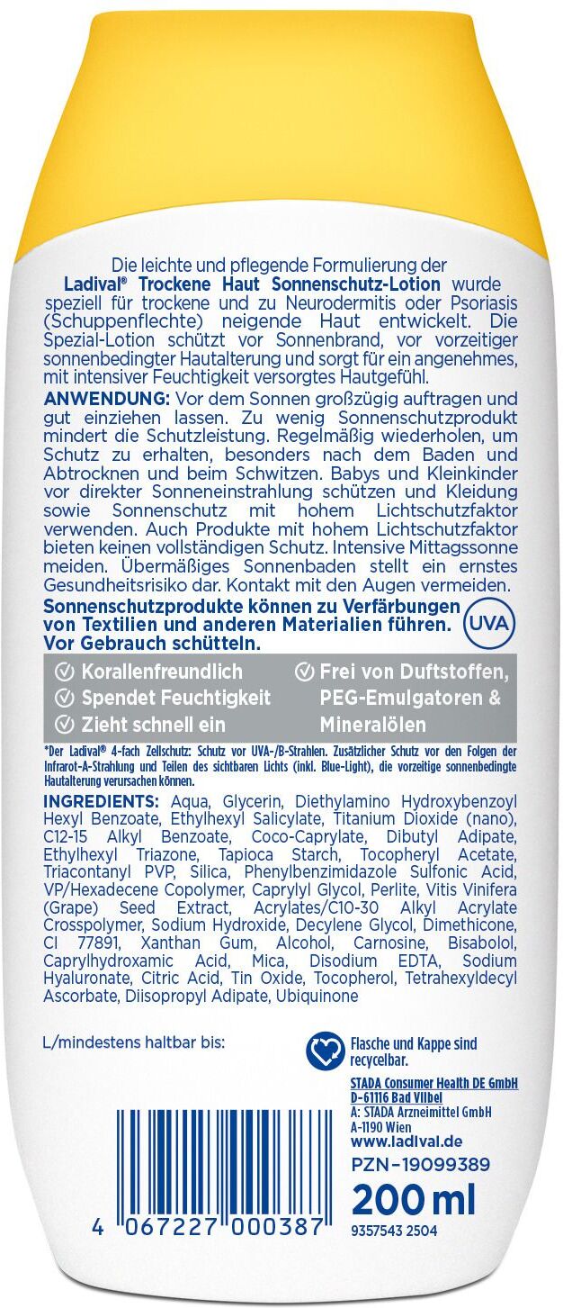 Ladival trockene Haut Sonnenschutz-Lotion LSF 50+ x2 2x200 ml Lotion