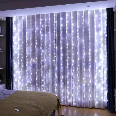 Uplift Essentials Remote Control USB Fairy Lights 3 4 6 Meters LED Curtain String Lights For Christmas Home Bedroom Decoration Festive Par 4mx3m white