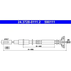 Seilzug Kupplungsbetätigung ATE 24.3728-0111.2 für VW Golf II Jetta