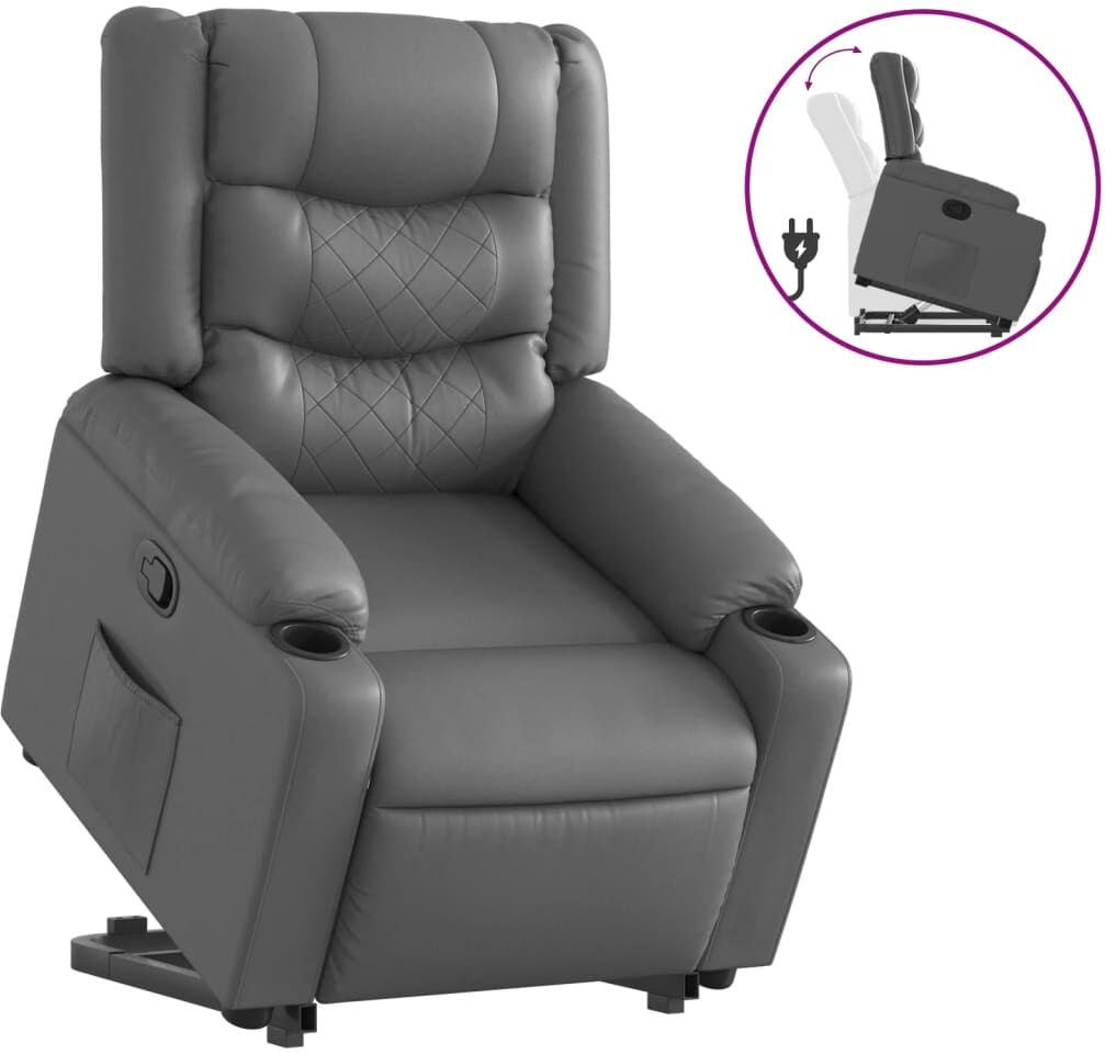 vidaXL Fauteuil inclinable Gris Similicuir