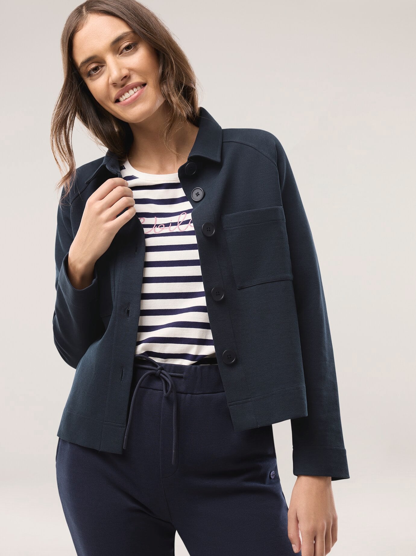 Walbusch Jersey Twill Jacke, #normale Größen, Farbe Blau, 50, mit Baumwolle und Lyocell praktisch Damen