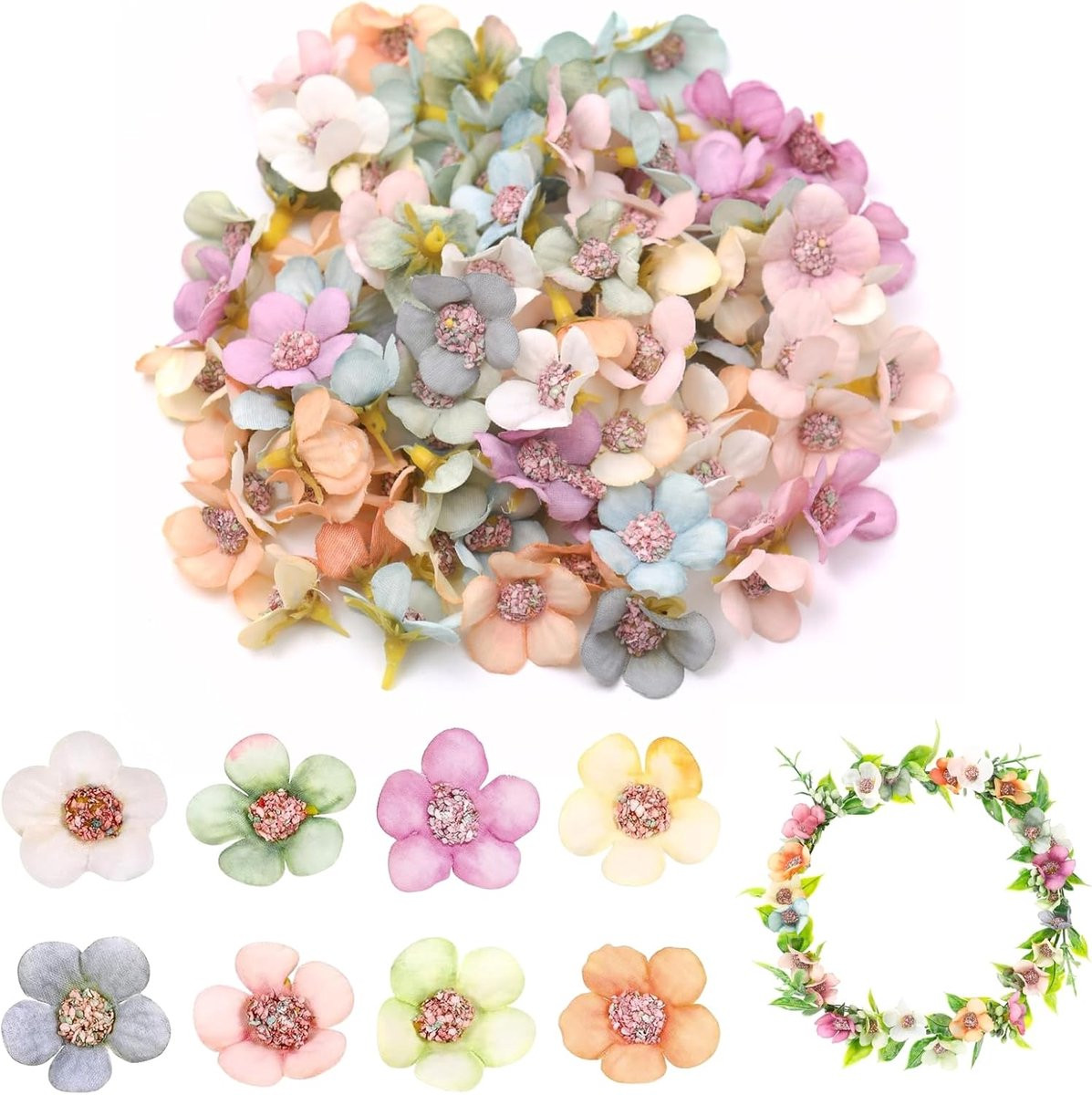100 stuks Veelkleurige Kunstmatige Zijden Mini Bloemhoofden voor DIY Decoratie