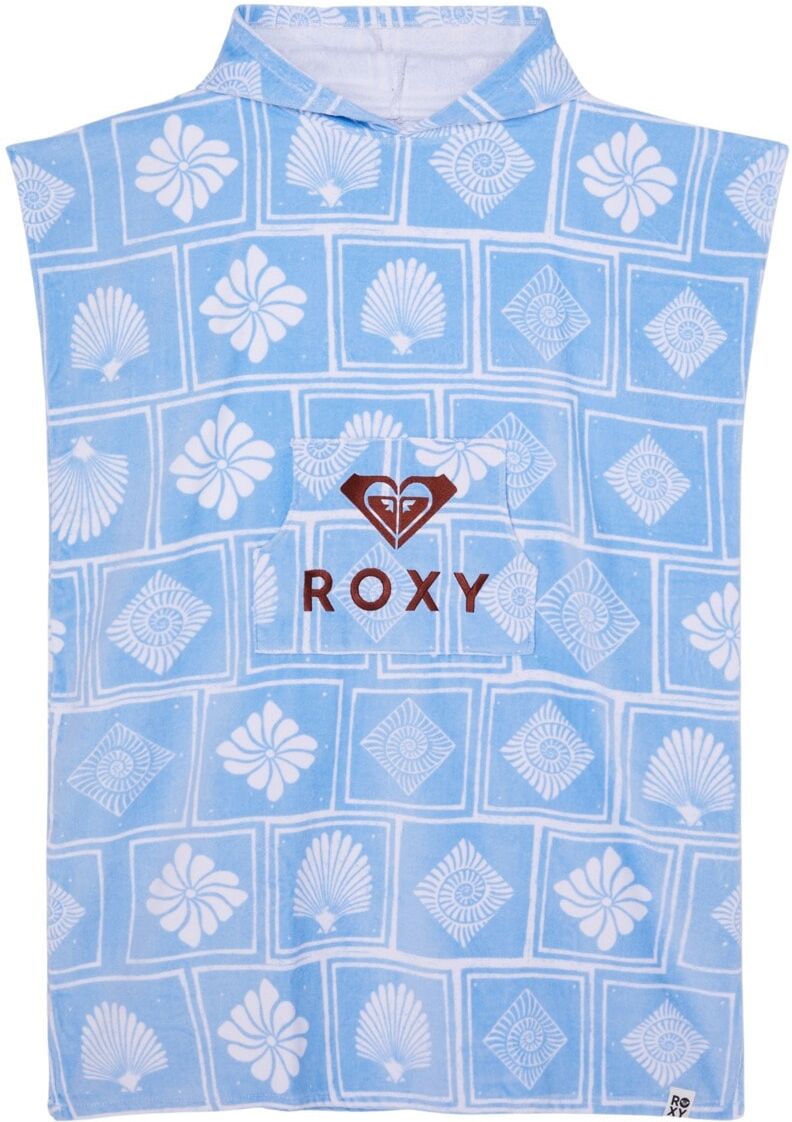 Badeponcho ROXY "Stay Magical Printed", Damen, blau (cerulean shell yeah s), Obermaterial: 100% Baumwolle., Hausmäntel Badeponcho