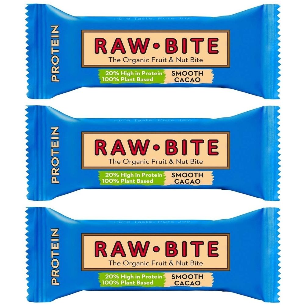 Rawbite - Protein Smooth Cacao Riegel, 45g x3 3x45 g Riegel