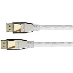Python Anschlusskabel DisplayPort 1.2, 4K / UHD @60Hz, Vollmetallstecker, vergoldete Kontakte, OFC, Nylonge (10 m), Videokabel, Weiss