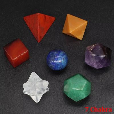 7 Piece Platonic Solid Crystal Set Natural Sacred Geometry Stones For Reiki, Chakra Healing & Meditation 7 Chakra 1 Set