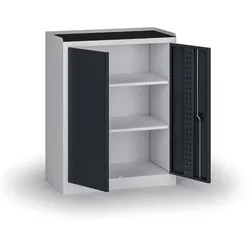 Werkstattschrank, 2 Regalböden, 1180 × 950 × 500 mm, graphitfarbene Türen