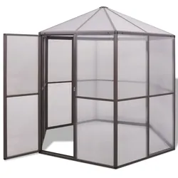 Helloshop26 - Gewächshauszelt/Überdachung aus Aluminium für Pflanzen Blumen und Gemüse 240 x 211 x 232 cm braun 02_0044656