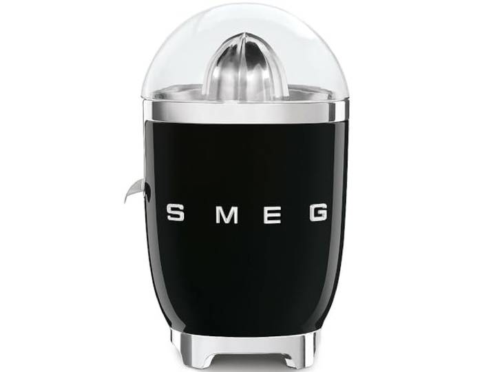 Smeg\, Presse Agrumes Électrique CJF11BLEU\, Mise en Marche Automatique à Pression\, Bec Anti-goutte et Cône Universel\, Base Antidérapante\, Range Cordon Intégré\, 70W\, Noir