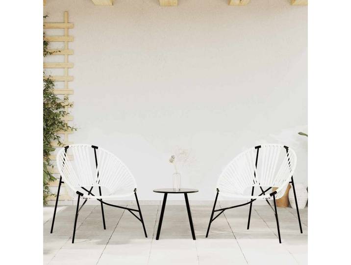 furnicato Gartenstuhl Gartenstuhl-Set Ei-Form 77x68,5x82 cm Schwarz Weiß mit Couchtisch 49x (3 St), Wetterfeste Sitzgruppe aus PE-Rattan mit Arm- und Rückenlehnen