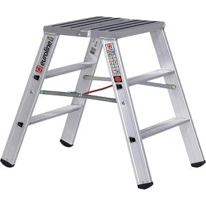 Euroline Klapptritt Nr. 30581, 3058103, aus Aluminium, beidseitig begehbares Arbeitspodest, mit 2 x 3 Stufen