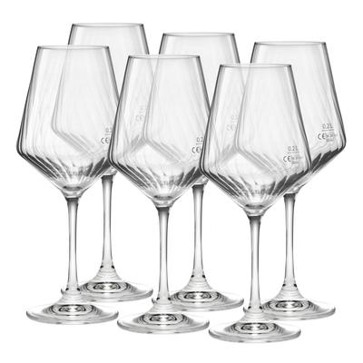 Weinglas VAN WELL "Eva, Weingläser 55 cl geeicht, 6 Stück", transparent, H:25cm Ø:10,5cm, Kristallglas, Trinkgefäße, Weinglas, Relief-Optik, spülmaschinengeeignet