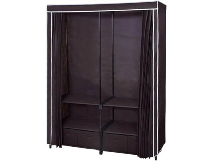 Eisenregal aus Stoff, Kleiderschrank, platzsparender Schlafsaal(Coffee-c)